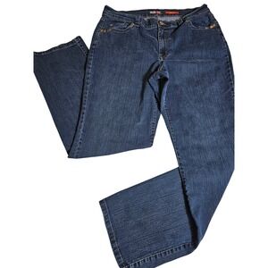 Style & Co Womens Curvy Fit Straight Leg Jeans Dark Wash Embellished Size 16